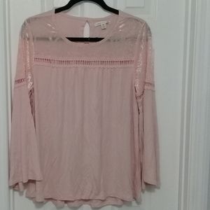 Soft pink bell sleeve top